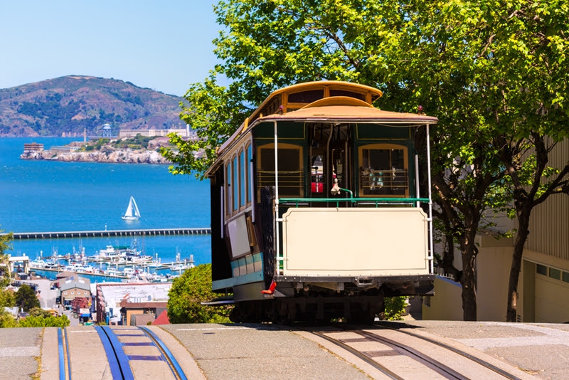 Cable cars are a fun way to explore the city.