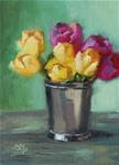 No. 580  Tulips with Silver Vase - Posted on Sunday, March 15, 2015 by Susan McManamen