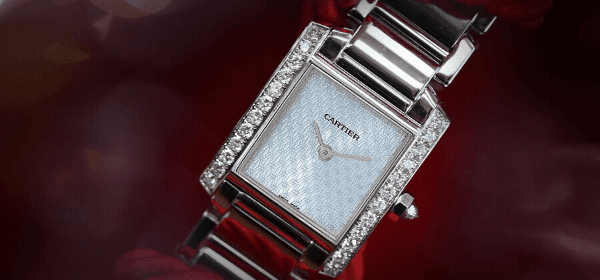 Cartier Tank Francaise White Gold Blue Dial Diamond Ladies Watch