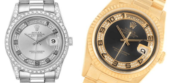Rolex President Day-Date Yellow Gold and White Gold Myriad Diamond Dials