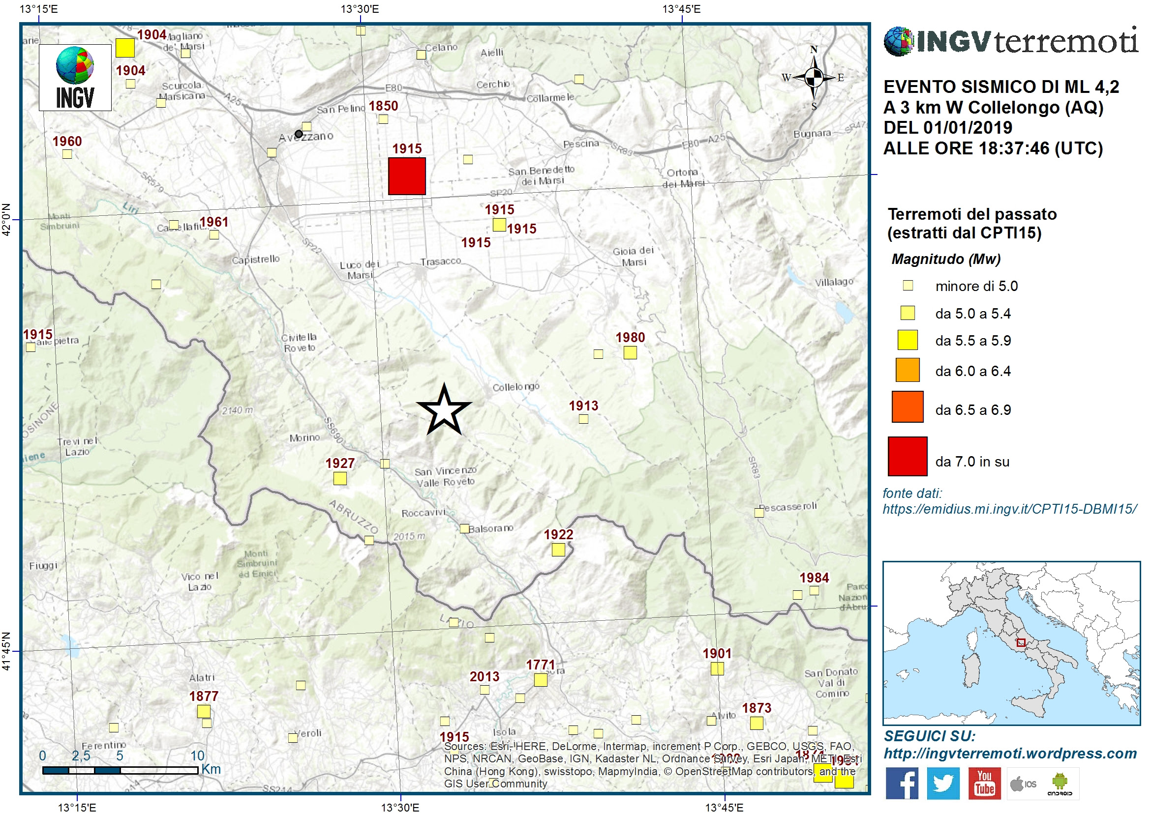 Terremoto in Abruzzo: paura per una scossa di magnitudo 4.2