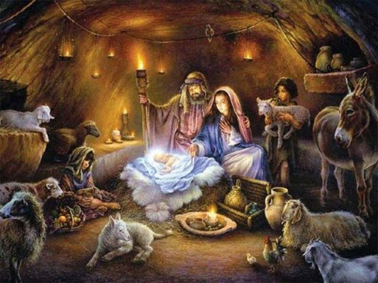 Chúa Jesus sinh ra trong hang đá.