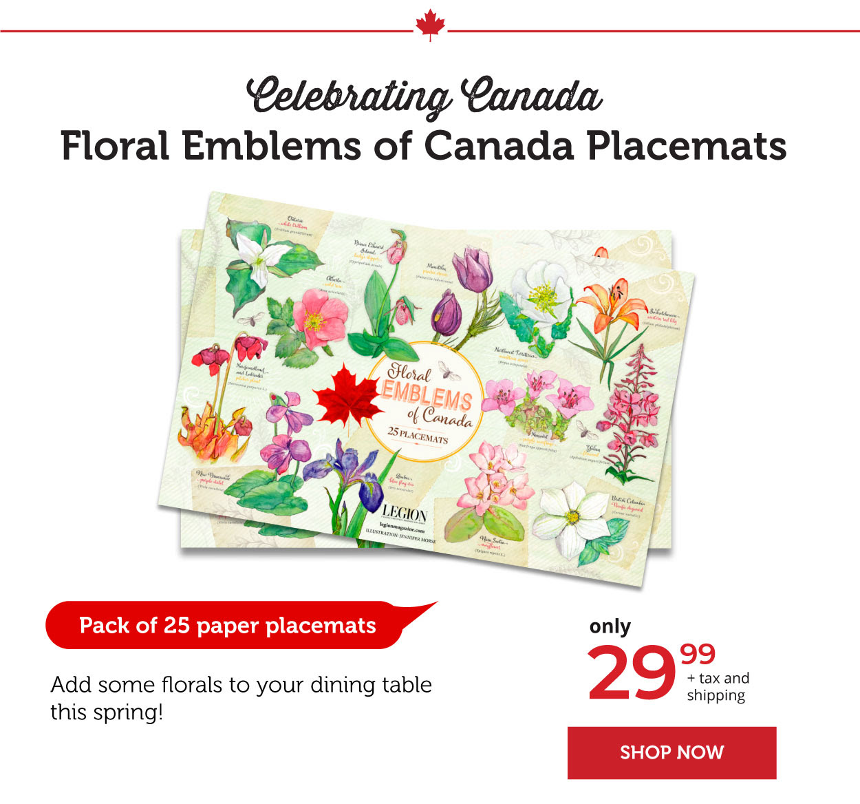 Floral Emblems of Canada Placemats