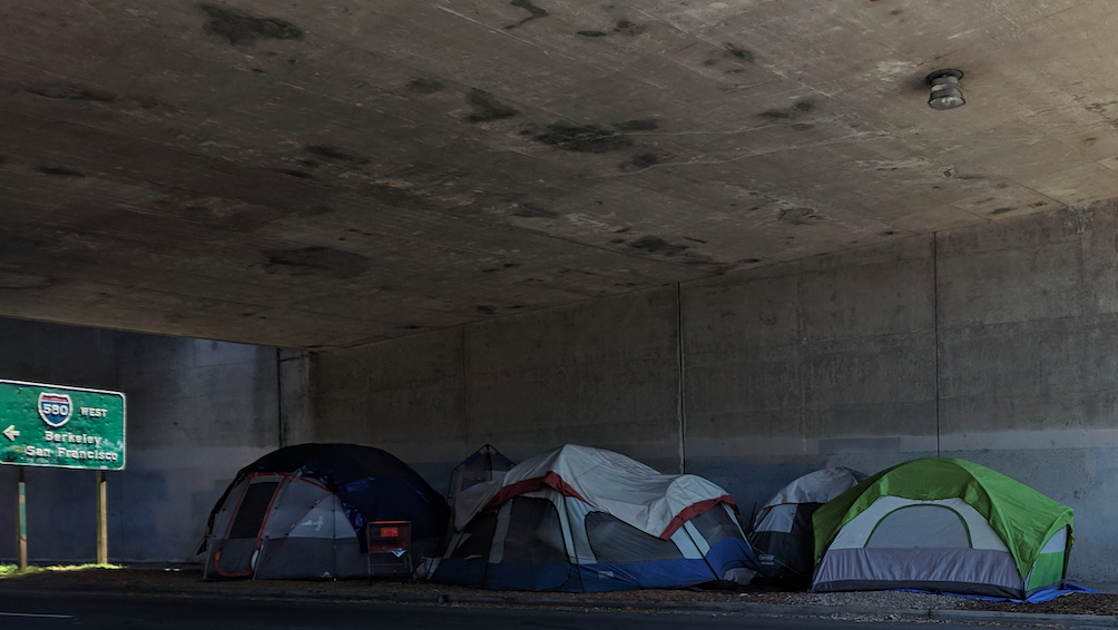 Tents under freeway