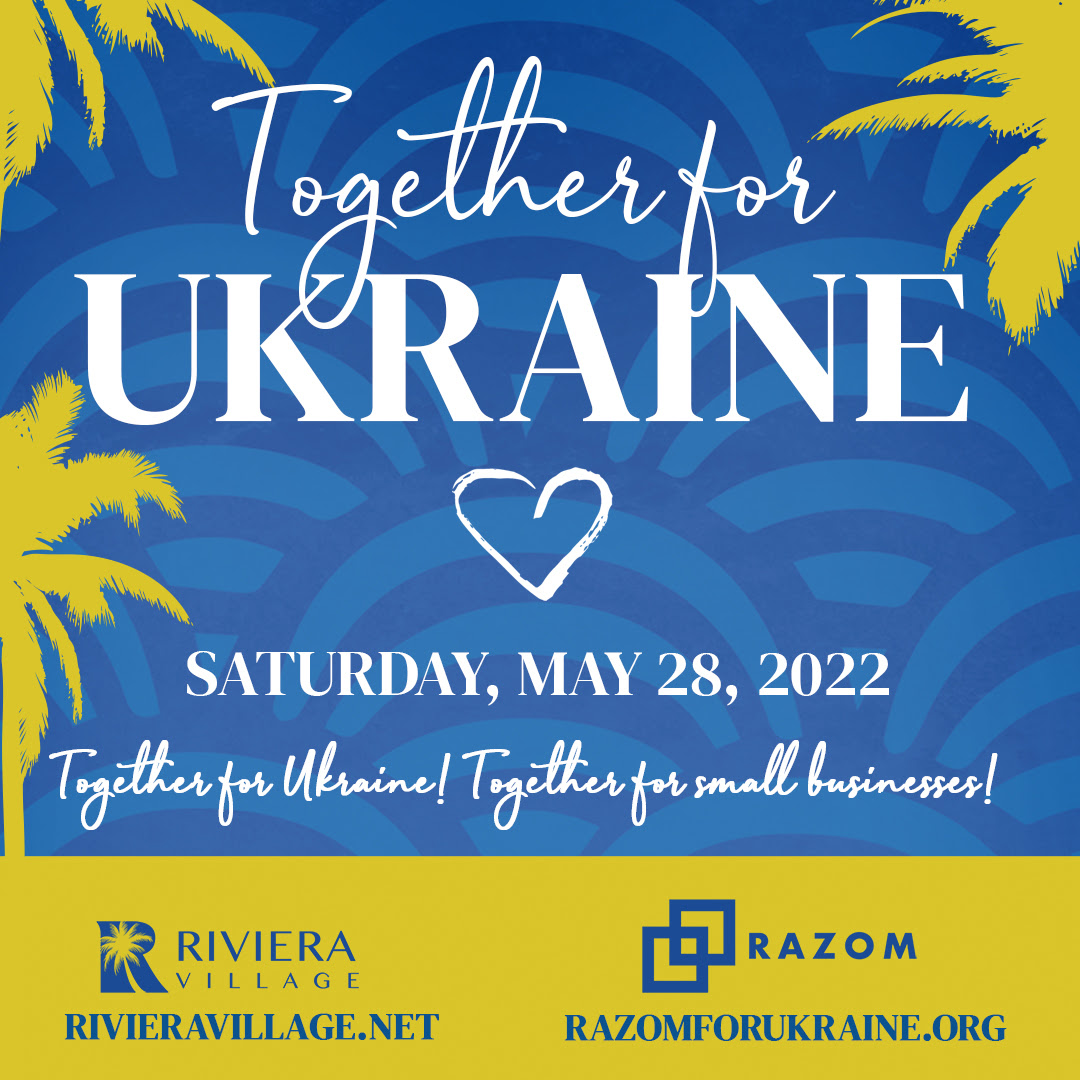 Riviera Village Together For Ukraine flyer.