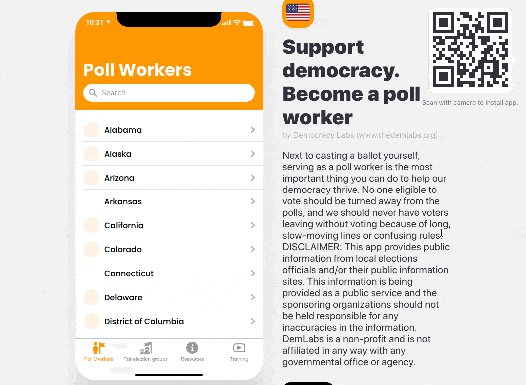 Poll Worker is an app built with GLIDE software by Democracy Labs.