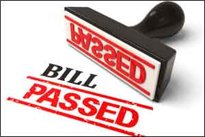Graphic of a rubber stamp saying Bill passed