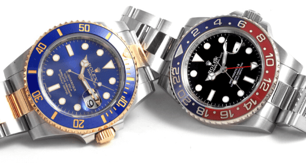 Rolex Submariner Steel 18K Yellow Gold Blue Dial Bezel Watch, Rolex GMT Master II White Gold Pepsi Bezel Watch
