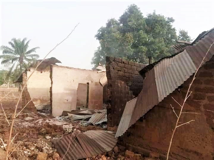  One of 200 homes burned in Kagoro, Kaduna state, Nigeria, on March 20, 2022. (Jonathan Kish Adamu)