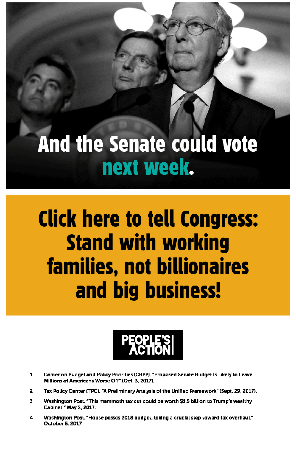And the Senate could vote next week. Tell Congress to stand with working families, not billionaires and big business!