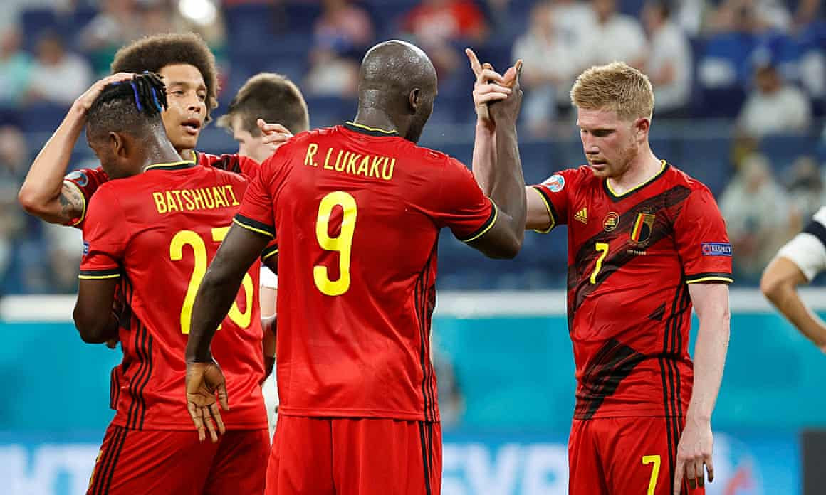 Belgium’s Romelu Lukaku and Kevin De Bruyne try to calculate how they won their group and ended up playing Portugal.