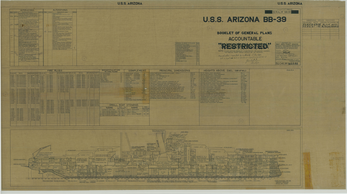 Ship plans for the USS Arizona