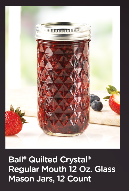 Ball® Quilted Crystal® Regular Mouth 12 Oz. Glass Mason jars, 12 Count