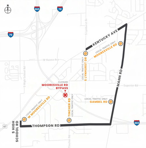 Mooresville Road Bypass detour