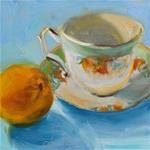 Tea Cup and Tangerine - Posted on Friday, February 6, 2015 by Laura  Buxo