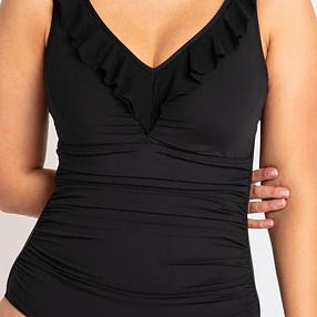 Jantzen JA84026DDE Cosmopolitan DDE Ruched Mesh Frill One Piece Black