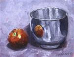 8 x 10 inch oil red apple and silver bowl - Posted on Sunday, March 1, 2015 by Linda Yurgensen