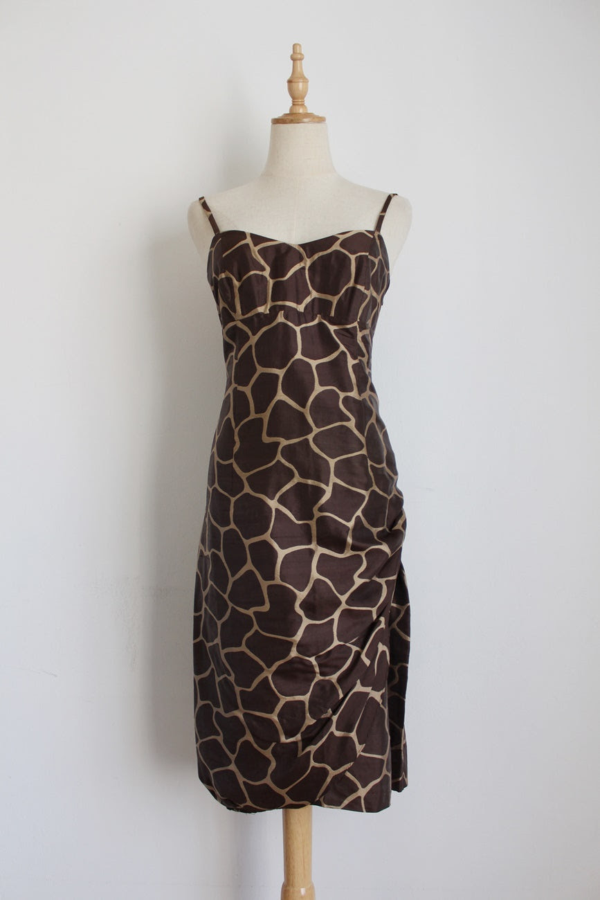 MAX MARA 100% SILK BROWN DRESS - SIZE 8