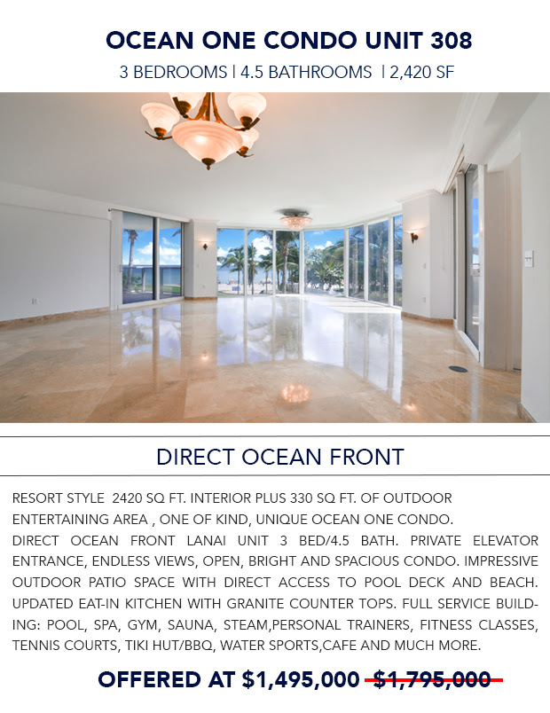 Blog Entry Photo of Ocean One #308 Lanai- Huge Price Reduction $1,495,000 | Sunny Isles Beach,FL