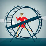 person on a hamster wheel