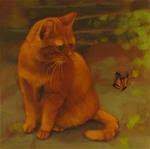 Bertrand and the Butterfly a new cat painting - Posted on Monday, November 17, 2014 by Diane Hoeptner