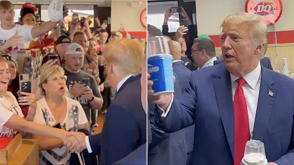 Watch: Trump Makes Surprise Stop at Dairy Queen in Iowa, Gives Out Free Ice Cream