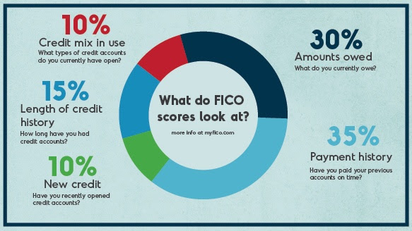 What do FICO scores look at?