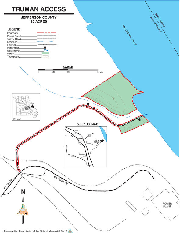 A map of Truman Access on the Mississippi River.