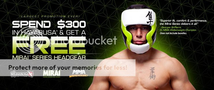 Free Mirai Series Headgear when you spend $300 or more on anything Hayabusa only at MMAWarehouse.com! 