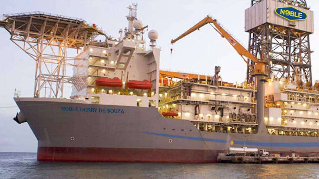 The Noble Gerry de Souza drillship operates under the Liberia flag.