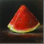 Watermelon Slice. Oil on canvas board 6x6 inches - Posted on Monday, November 24, 2014 by Nina R. Aide