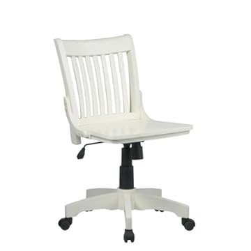 Deluxe Armless Wood Bankers Desk Chair with Wood Seat