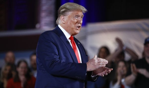 President Donald Trump takes part in a FOX News Channel Town Hall, co-moderated by FNC&#39;s chief political anchor Bret Baier of Special Report and The Story anchor Martha MacCallum, in Scranton, Pa., Thursday, March 5, 2020. (AP Photo/Matt Rourke)