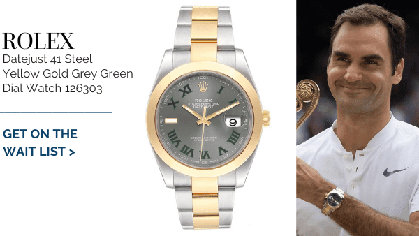 Rolex Datejust Grey Green Dial on Roger Federer