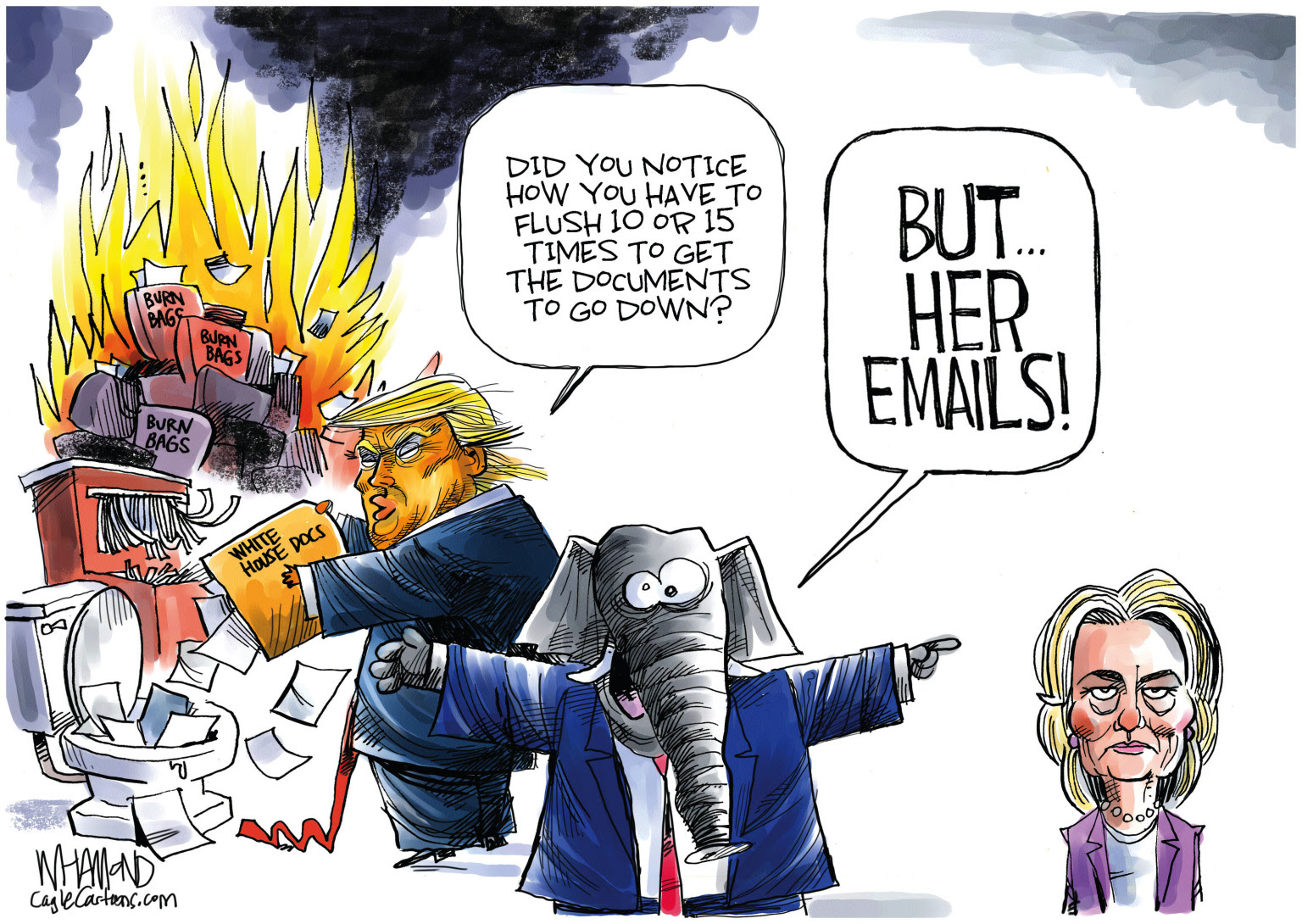 Republicans complain about Hillary email server while ignoring Trump destroying, eating and flushing documents.