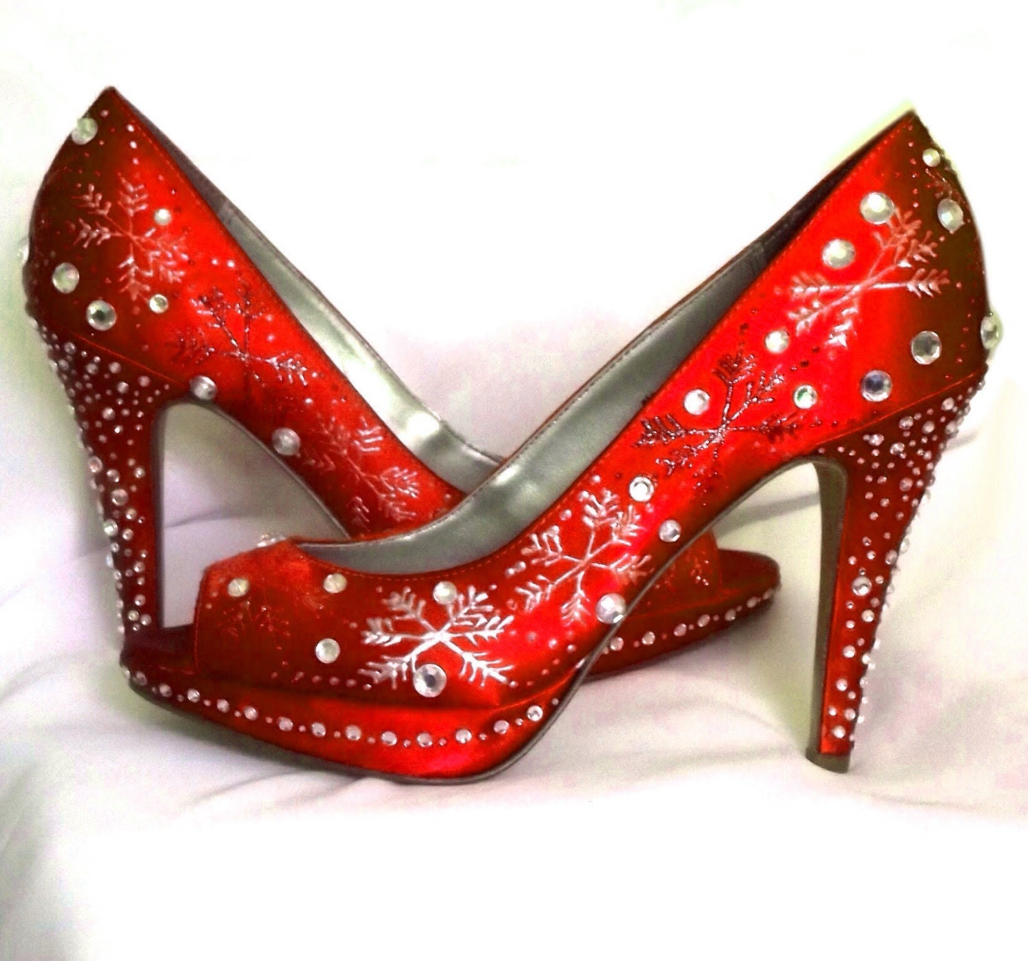 Wedding Shoes snowflakes Winter Wedding red by norakaren on Etsy