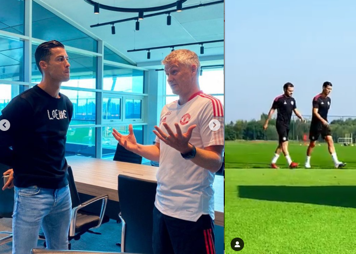 Cristiano Ronaldo arrives at Manchester United for his first office chat with boss Ole Gunnar Solskjaer and training (photos)