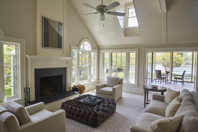 The living area of Dr. Kuno’s Easton, Md., home, which was renovated to take advantage... The living area of Dr. Kuno’s Easton, Md., home, which was renovated to take advantage of water views.