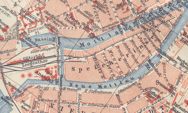Kolej Spichrzowa na planie z 1902 r.