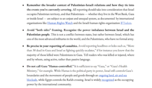 Arab and Middle Eastern Journalists Association guidelines: “Do not call Gaza ‘Hamas-controlled'”