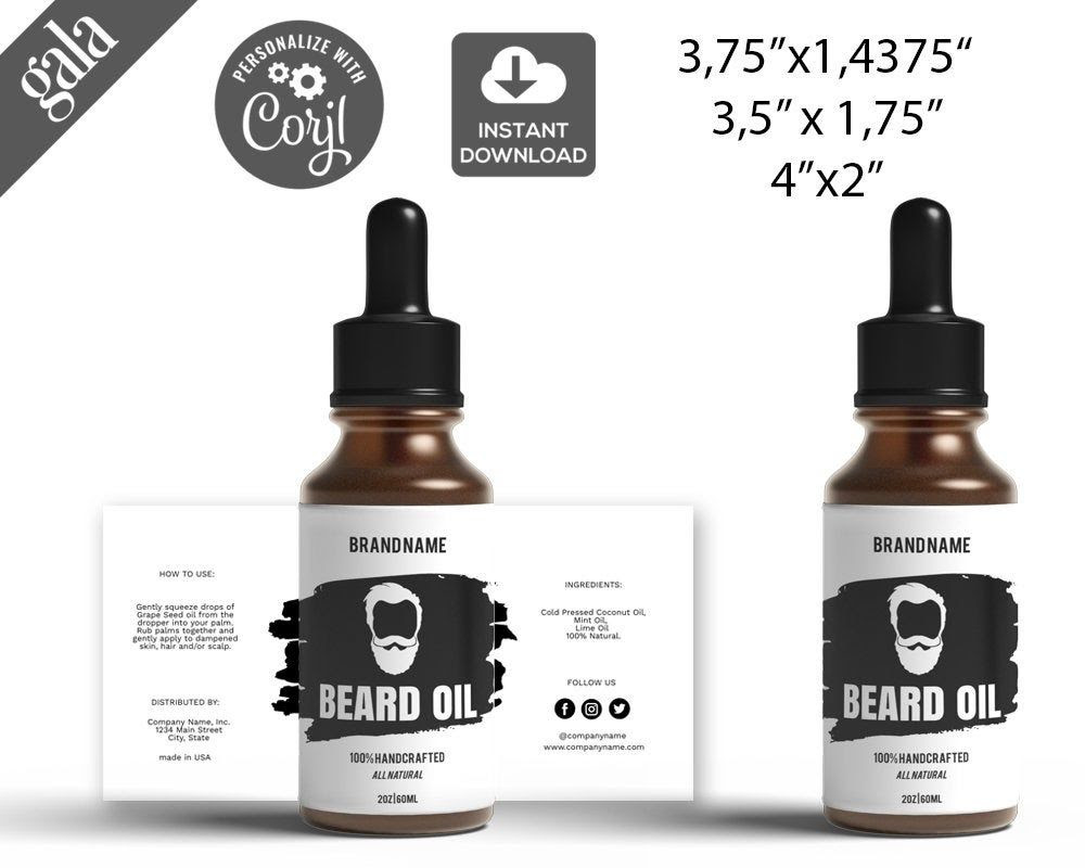Beard Oil Label Template Beard Oil Label Design 005 Etsy in 2021