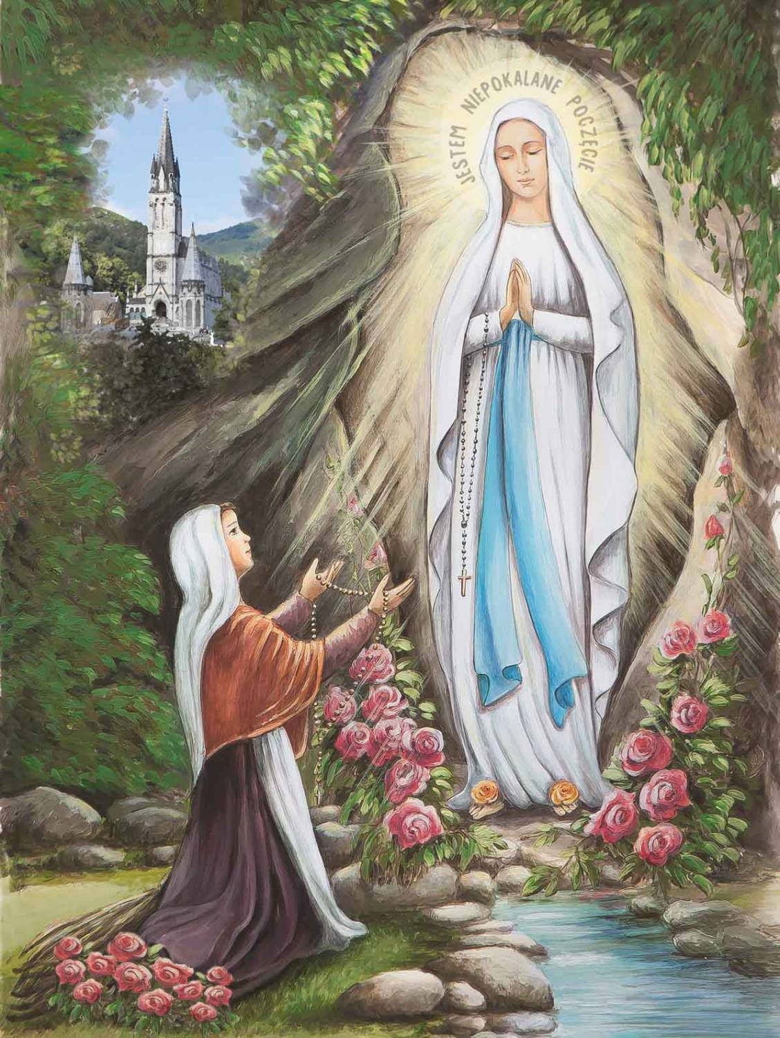 Matka Boża z Lourdes - Obraz do oprawienia format (30x40) - Obrazy do  oprawienia -