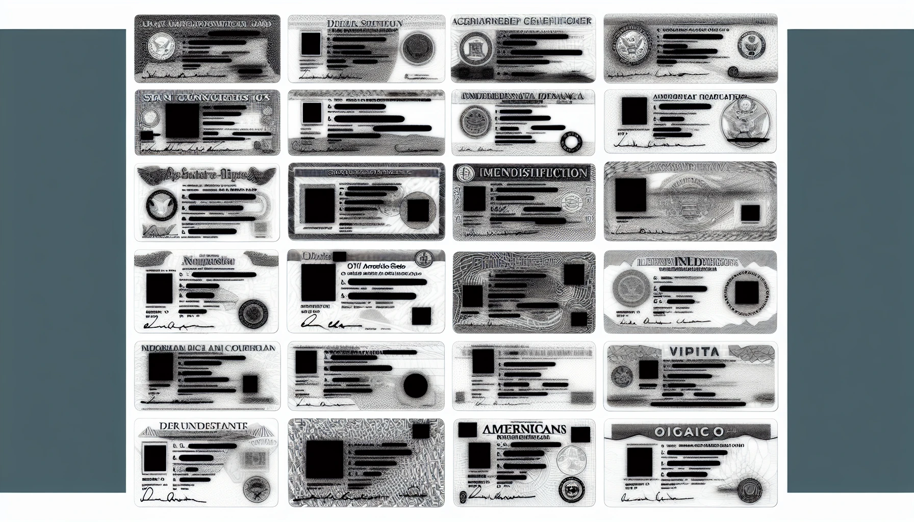 Various state identification cards