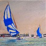 Blue Spinnakers,seascape,oil on canvas,6x6,price$300 - Posted on Tuesday, November 25, 2014 by Joy Olney