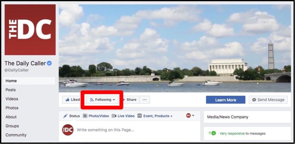 Screenshot: The Daily Caller Facebook