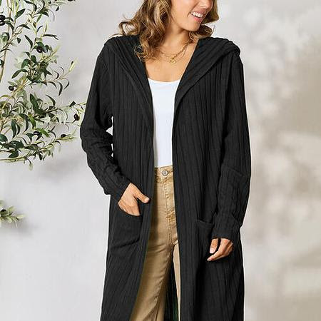 Basic Bae Full Size Ribbed Open Front Long Sleeve Cardigan