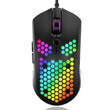 Free-wolf M5 سلكي لعبة الفأر التنفس RGB Colorful شكل قرص العسل أجوف 12000 ديسيبل متوحد الخواص الألعاب ماوس USB سلكي الفئران ألعاب لأجهزة الكمبيوتر المكتبي