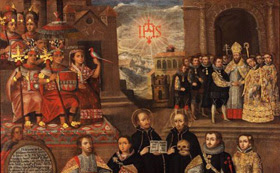 Detalle del cuadro «Matrimonios de Martín de Loyola con Beatriz Ñusta y de Juan de Borja con Lorenza Ñusta de Loyola»