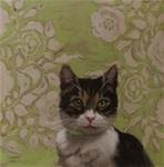 Bea tabby, tuxedo cat on pattern painting - Posted on Friday, March 20, 2015 by Diane Hoeptner