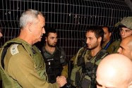 Benny Gantz at the Tapuach Junction greeting the soldier who killed the terrorist.